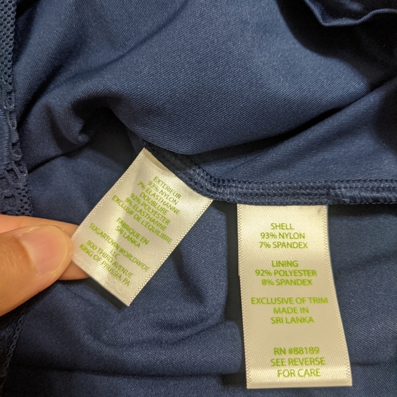 NWT! Lilly Pulitzer Lyra Top High Tide Navy Scalloped Stripe Lace Size S $98 - Picture 5 of 12